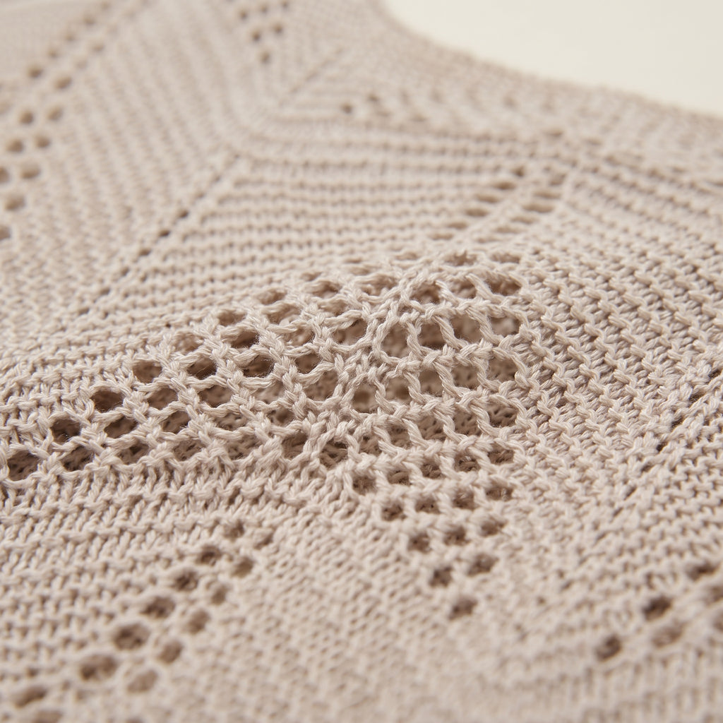 Female Leisure Hollow Out Parchment Hollow Sleeve Casual Sweater