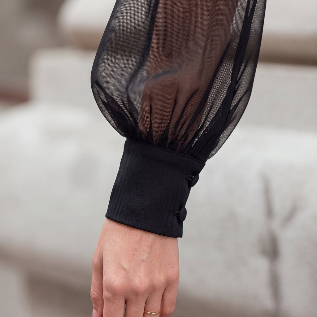 Women Mock Neck Mesh Long Sleeve Midi Dress Asymmetric Ruched Waist Slim Bodycon Elegant Wedding