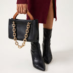 Women's Solid Color Round Neck Belted Slit Hem Midi Dress Casual Long Sleeve Shift Office Autumn