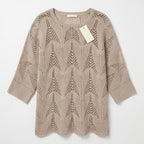 Female Leisure Hollow Out Parchment Hollow Sleeve Casual Sweater