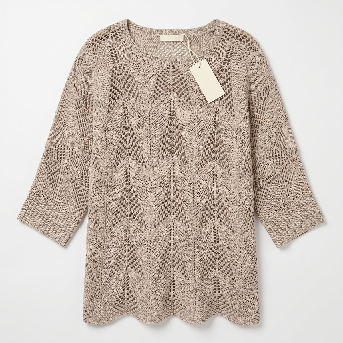 Female Leisure Hollow Out Parchment Hollow Sleeve Casual Sweater
