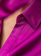 Sophisticated Satin Shirt Dress - Elegant Fitted Mini Dress with Long Sleeves & Collar Perfect for Evening Events
