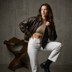 KONDALA 2026 Spring Summer Brown Business Casual Faux Leather Women Jackets Chic Valentine‘s Day Spliced Zipper Ladies Jackets