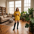 Autumn Winter Loose Mini Hoodie Dress Women Long Sleeve Pocket Drawstring Sweatshirt Dress Casual Streetwear Daily Wear Pullover