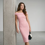 Sleeveless Off Shoulder Bodycon Midi Dress Elegant Office Cocktail Party Slim Fit Workwear