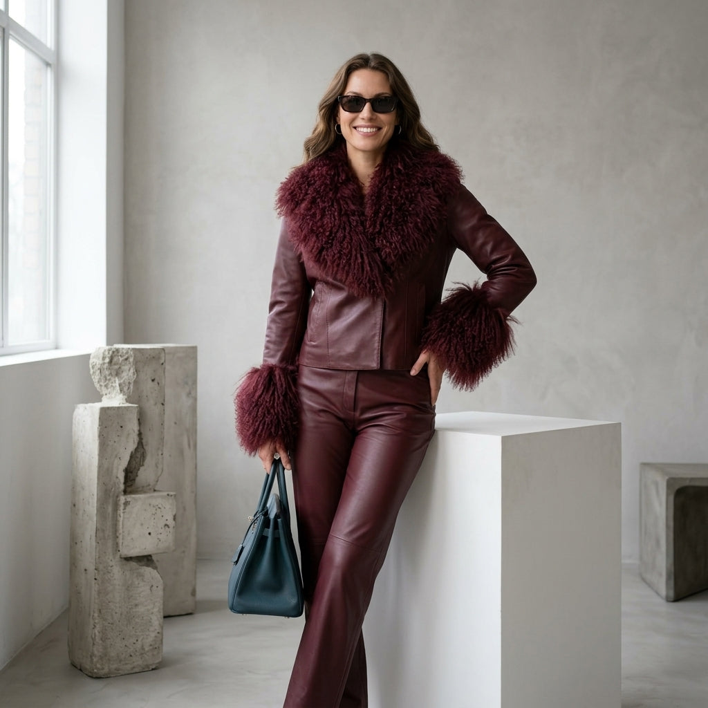 Real Mongolian Sheep Fur Coat 2025 Autumn Winter Suede Women with Long Sleeve New Arrival Winter Rabbit Fur Lining Fur Jacket