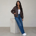 Ailegogo Streetwear Women Retro Loose Short Pu Faux Leather Jacket Spring Autumn Female Zipper Coat Vintage Moto Biker Outwear