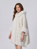 Warm Fur Collar Cardigan Mid-length Loose Thick Coat Dress And Cheongsam All-match Hooded Fur Shawl