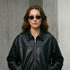 KONDALA 2026 Spring Summer Brown Business Casual Faux Leather Women Jackets Chic Valentine‘s Day Spliced Zipper Ladies Jackets