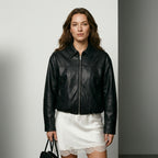 KONDALA 2026 Spring Summer Brown Business Casual Faux Leather Women Jackets Chic Valentine‘s Day Spliced Zipper Ladies Jackets