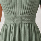 Fashionable Casual Solid Color Ribbed Waist Knitted A-Line Dress New Arrival Comfortable Elegant Women's Clothing