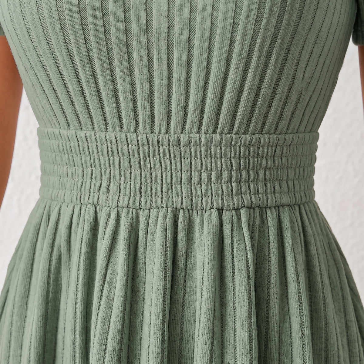 Fashionable Casual Solid Color Ribbed Waist Knitted A-Line Dress New Arrival Comfortable Elegant Women's Clothing