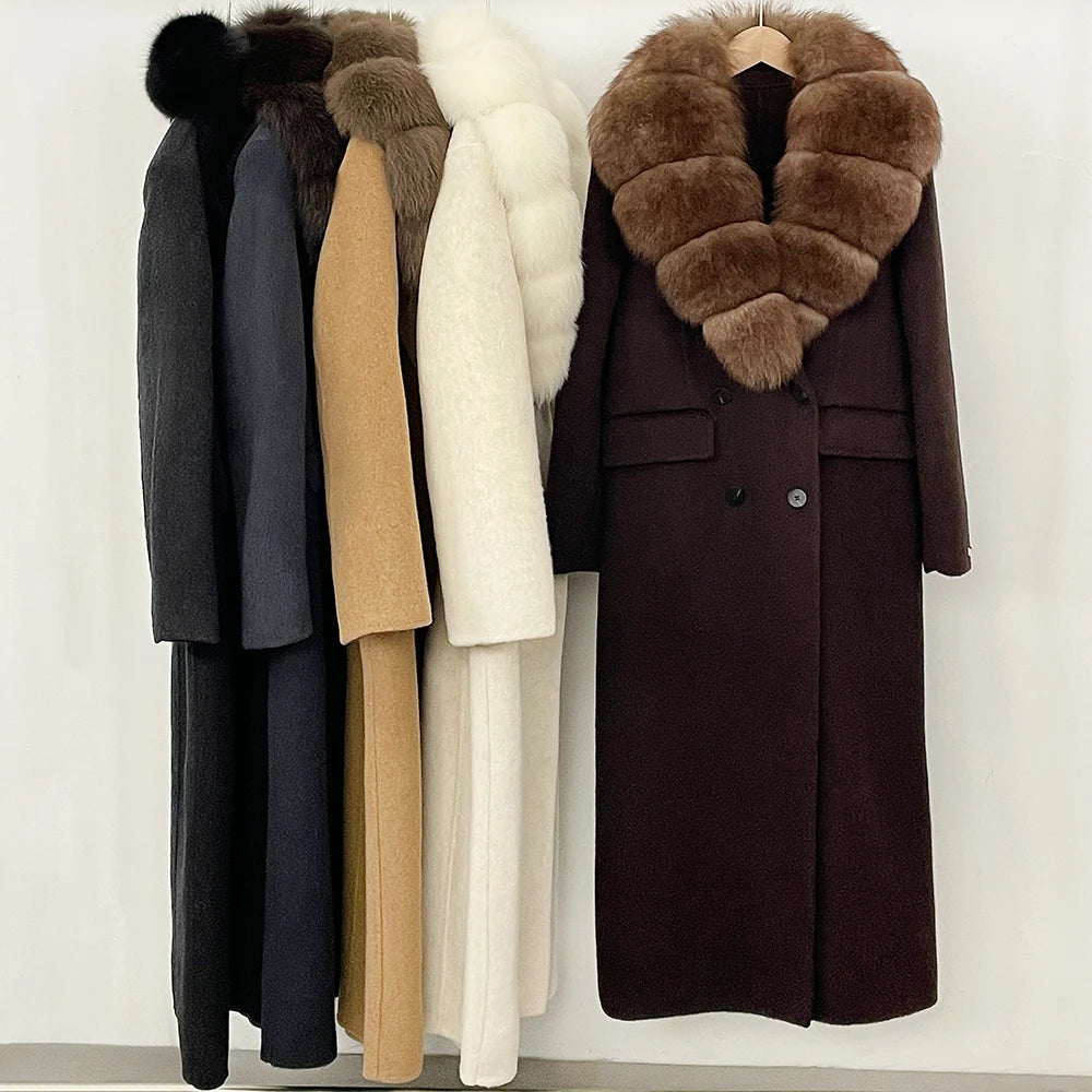 Women's Long Down Coat Fur Collar Loose Fit Down Filled Oversized Outerwear Ultra Warm Luxury Urban Style Daily Wear Cold Winter