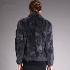 Natural Rabbit Fur Coat Women Winter Jacket Real Leather And Fur Bolero Women's Clothing Female Outerwears With 2025 Black Cold