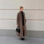 Collarless Long Sleeve Faux Fur Coats Women Brown Open Front Plush Warm Outerwear 2026 Lady Casual Loose Furry Daily Jackets New