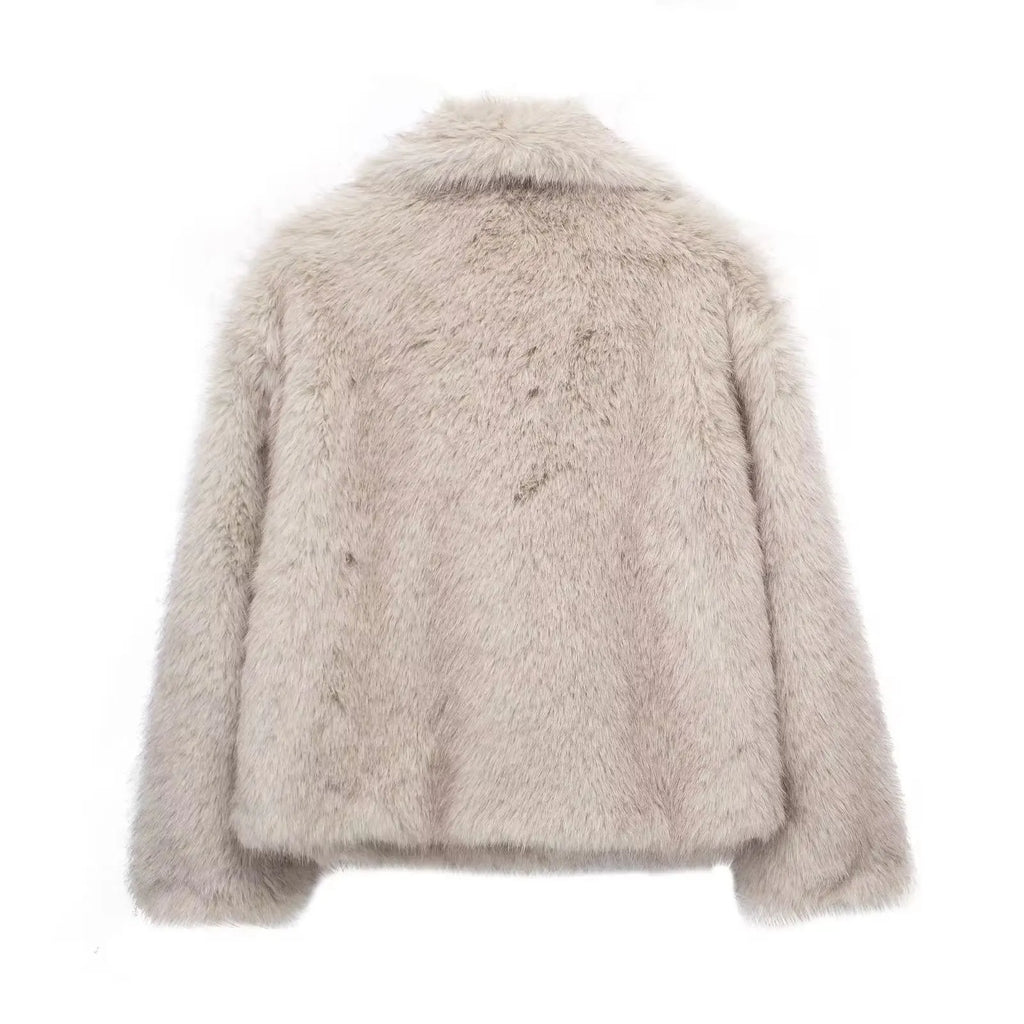 2024 Winter New Fashion Gradient Fluffy Fur Coat Women High Street Luxury Big Fur Collar Faux Fox Fur Jacket Female Overcoats