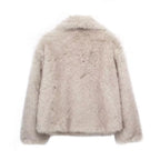 2024 Winter New Fashion Gradient Fluffy Fur Coat Women High Street Luxury Big Fur Collar Faux Fox Fur Jacket Female Overcoats