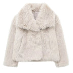 HXAO White Faux Fur Coat 2024 Woman New in coats Autumn Winter Fur Plush Fluffy Jacket Warm Red Gray Black Outerwears