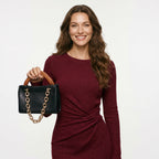 Women's Solid Color Round Neck Belted Slit Hem Midi Dress Casual Long Sleeve Shift Office Autumn