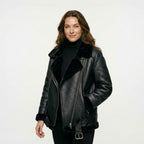 Ailegogo Winter Coats Women Thickness Faux Leather Fur Sheepskin Female Fur Leather Jacket Aviator Outwear Casaco Feminino