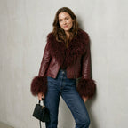Real Mongolian Sheep Fur Coat 2025 Autumn Winter Suede Women with Long Sleeve New Arrival Winter Rabbit Fur Lining Fur Jacket