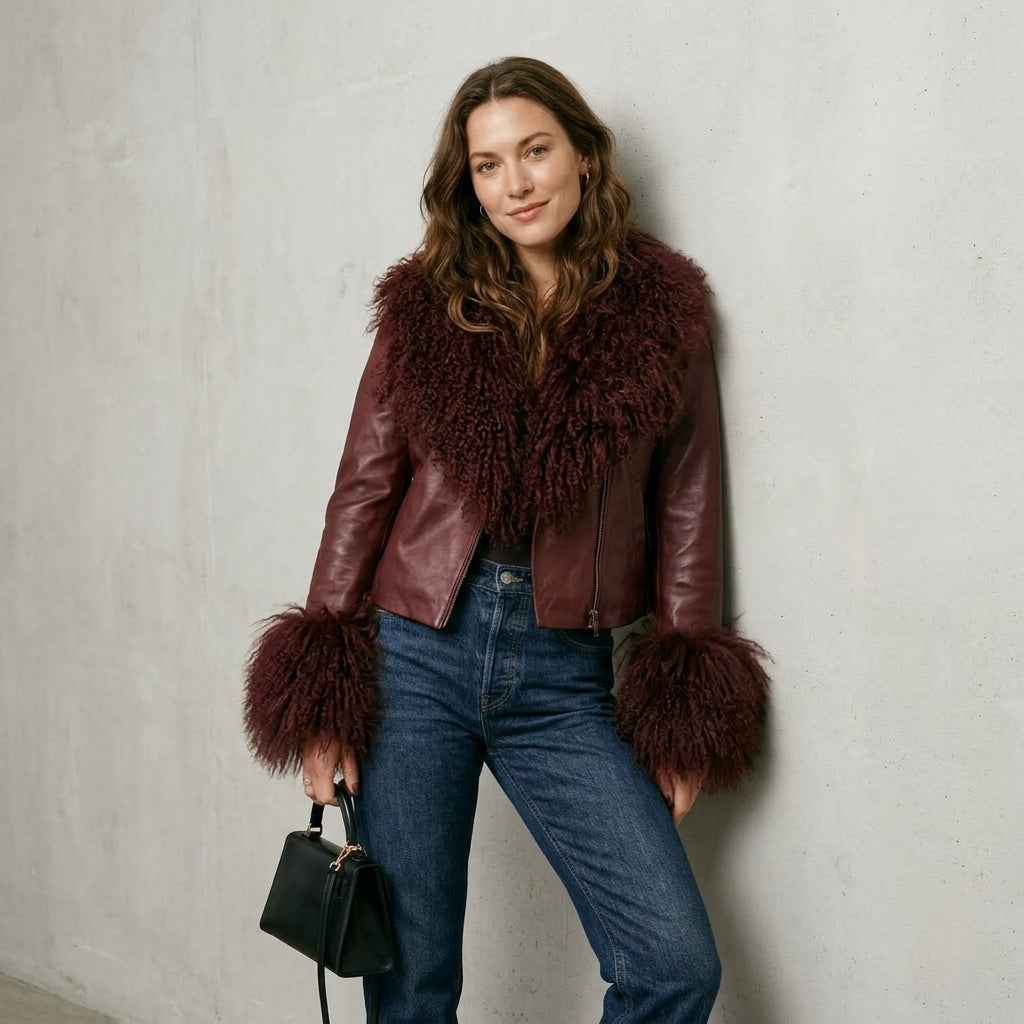 Real Mongolian Sheep Fur Coat 2025 Autumn Winter Suede Women with Long Sleeve New Arrival Winter Rabbit Fur Lining Fur Jacket