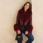 Real Mongolian Sheep Fur Coat 2025 Autumn Winter Suede Women with Long Sleeve New Arrival Winter Rabbit Fur Lining Fur Jacket