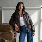 Ailegogo Streetwear Women Retro Loose Short Pu Faux Leather Jacket Spring Autumn Female Zipper Coat Vintage Moto Biker Outwear