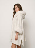 Warm Fur Collar Cardigan Mid-length Loose Thick Coat Dress And Cheongsam All-match Hooded Fur Shawl
