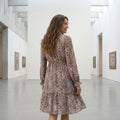 Casual minimalist paisley elegant women's midi dress, bohemian style dress for autumn and winter, daily casual style