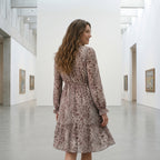 Casual minimalist paisley elegant women's midi dress, bohemian style dress for autumn and winter, daily casual style