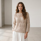 Female Leisure Hollow Out Parchment Hollow Sleeve Casual Sweater