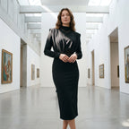 Fashionable Elegant Pure Color Long Sleeve Wrap Waist Dress New Arrival Stylish Classy Gown
