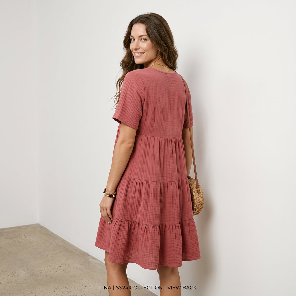 Vintage Solid Elegant Women Dress 2023 Summer Fashion Casual V-Neck High Waist A-Line Mini Dresses Lady Short Sleeve Party Dress