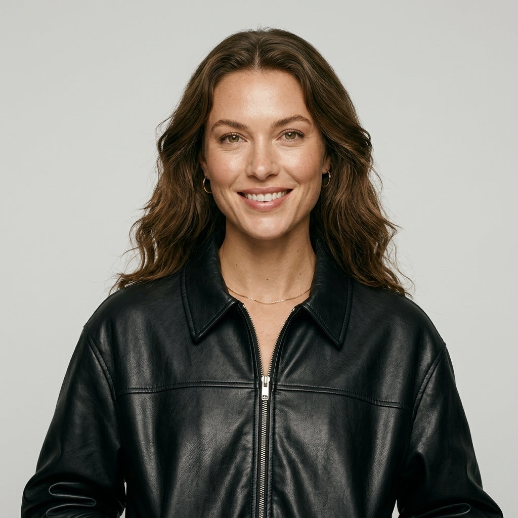 KONDALA 2026 Spring Summer Brown Business Casual Faux Leather Women Jackets Chic Valentine‘s Day Spliced Zipper Ladies Jackets