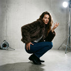 HH Women Fashion Cropped Faux Fur Jacket Coat Long Sleeve Front Snap-button Female Outerwear Chic Lapel Collar Thick Coat