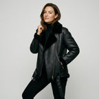 Ailegogo Winter Coats Women Thickness Faux Leather Fur Sheepskin Female Fur Leather Jacket Aviator Outwear Casaco Feminino