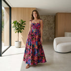 Summer Fashion Sleeveless Women Sling Dress Print Elegant Casual Long Party Evening Dress