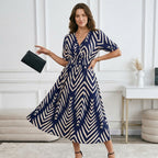 Elegant Directed Large Swing Geometric Pattern Dress Women's Fashion Casual Skirt