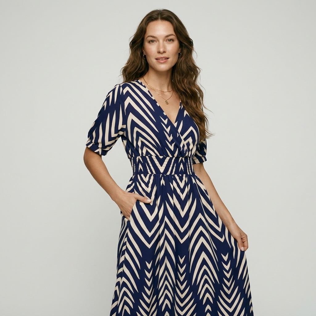 Elegant Directed Large Swing Geometric Pattern Dress Women's Fashion Casual Skirt