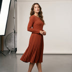 Women's Casual Long Sleeve Midi Dress with Pockets – Versatile for Every Occasion