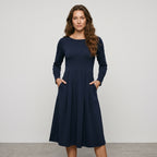 Women's Casual Long Sleeve Midi Dress with Pockets – Versatile for Every Occasion