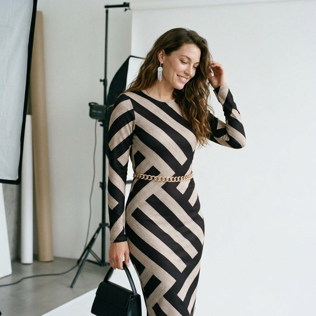 Women's Slimming Long Sleeve Tight Fitting Dress Comfortable Atmosphere Party Dress
