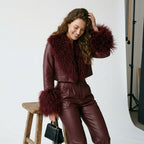 Real Mongolian Sheep Fur Coat 2025 Autumn Winter Suede Women with Long Sleeve New Arrival Winter Rabbit Fur Lining Fur Jacket