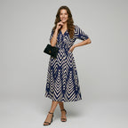 Elegant Directed Large Swing Geometric Pattern Dress Women's Fashion Casual Skirt