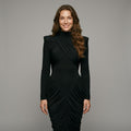 Weird Puss Autumn New Style Maxi Dress Women Turtleneck Full Sleeve Backless Skinny Stretch  Prom Party Ruched Elegant Vestidos