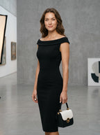Sleeveless Off Shoulder Bodycon Midi Dress Elegant Office Cocktail Party Slim Fit Workwear