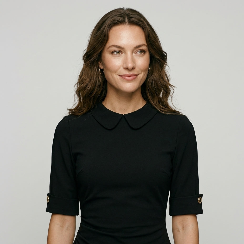 Womens Vintage Elegant Crew Neck Short Sleeve Work Office Tunic Black Business Casual Party Ruched Pencil Bodycon Dress
