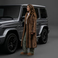Women's Dark Brown Faux Fur Long Overcoat Single Breasted Fleece Long Trench Coat Winter Fluffy Plush Warm New Thicken Outerwear