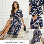 Elegant Directed Large Swing Geometric Pattern Dress Women's Fashion Casual Skirt